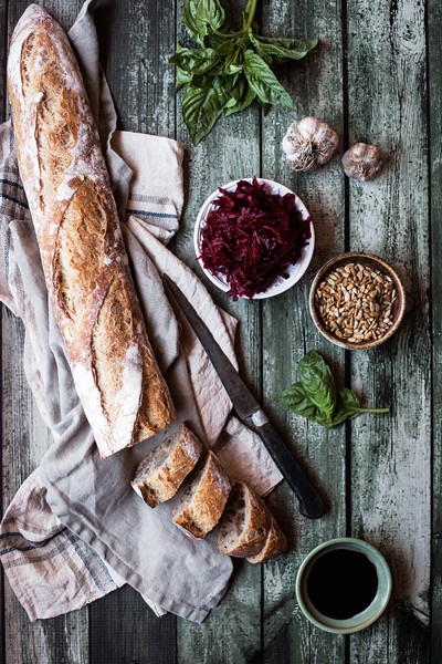 Red Beet Pesto and Baguette