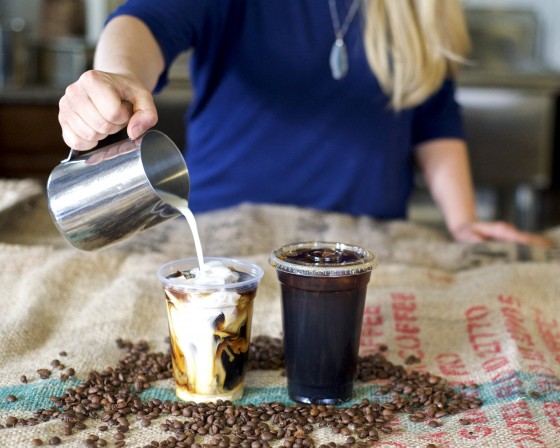 Volcano pour at a coffee roaster.