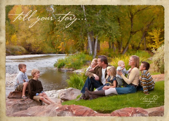 Family by River in Fall