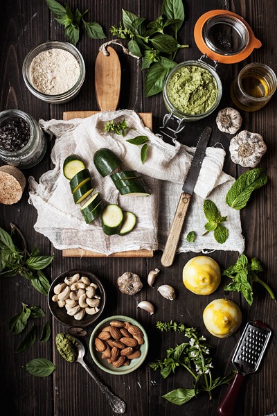 Raw Zucchini Pesto Ingredients