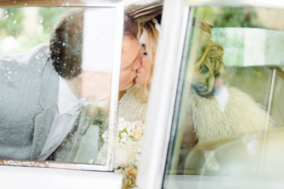 Bride & Groom in Limo