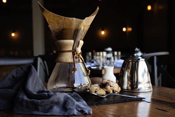 pour over coffee and scones
