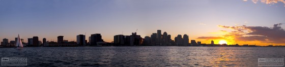 Boston Skyline Sailing through Boston harbor