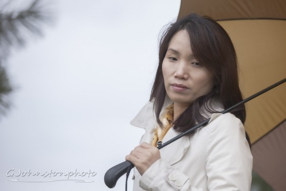 Asian woman on a rainy day.