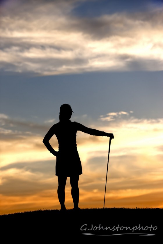 Enjoying the sunset on the golf course.