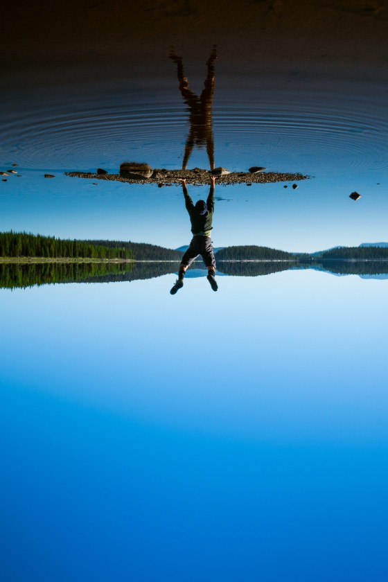 Creative self portrait during a calm morning at McCulloch Lakes, while on my KVR Pedal Project. Putting a little perspective into visual art.