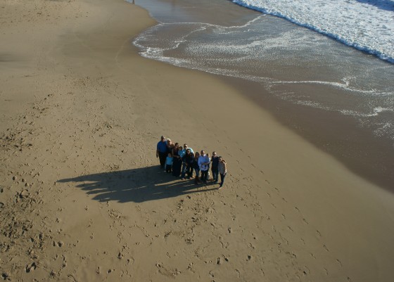 Beach family gathering