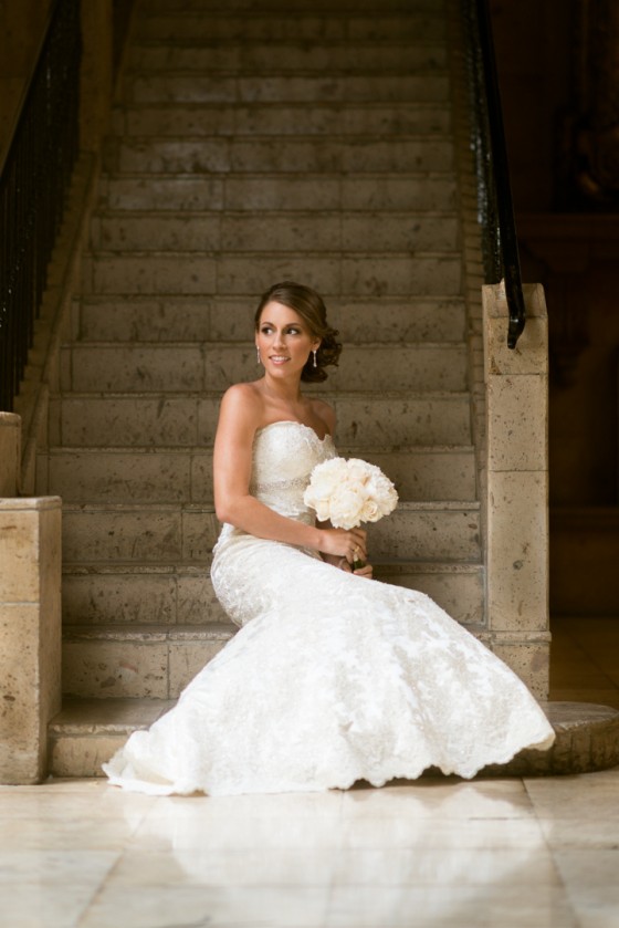 Bride sitting on Stairs