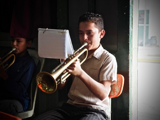 HONDURAS 2016 - BOY PLAYING TRUMPET