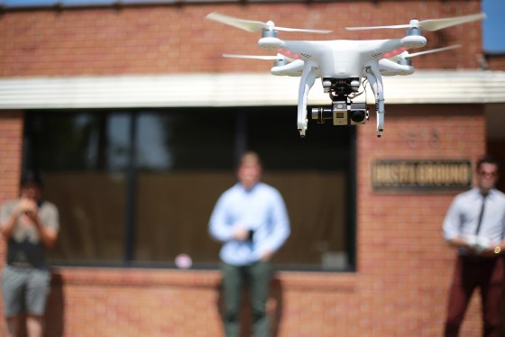 Hero on a Quadcopter at Dust of the Ground