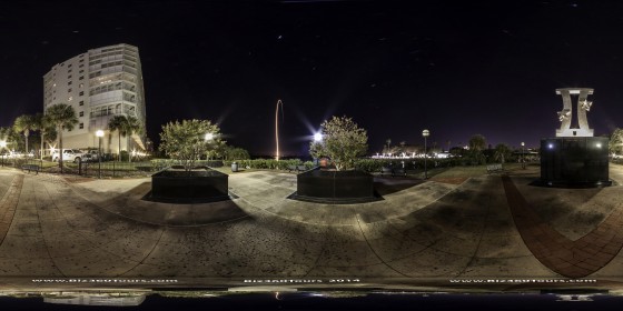 360 degree panoramic of an Atlas 5 rocket launch from Titusville, Florida