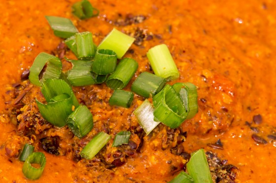 Tomato and Flax seed chutney close up shot