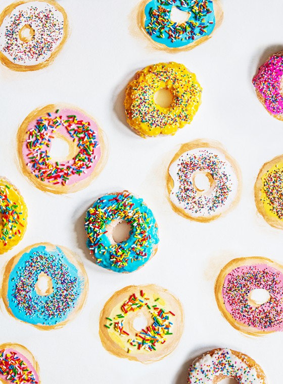 Donuts (Mixed Media, Watercolor, Photography)