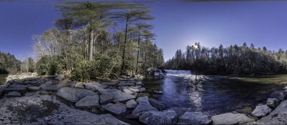 360 degree panoramic at Hooker Falls in North Carolina.