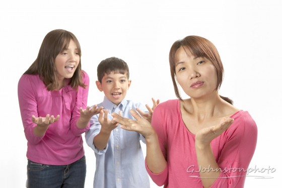 Kids bothering mom.