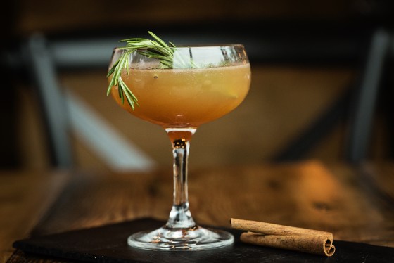 cocktail with rosemary and cinnamon